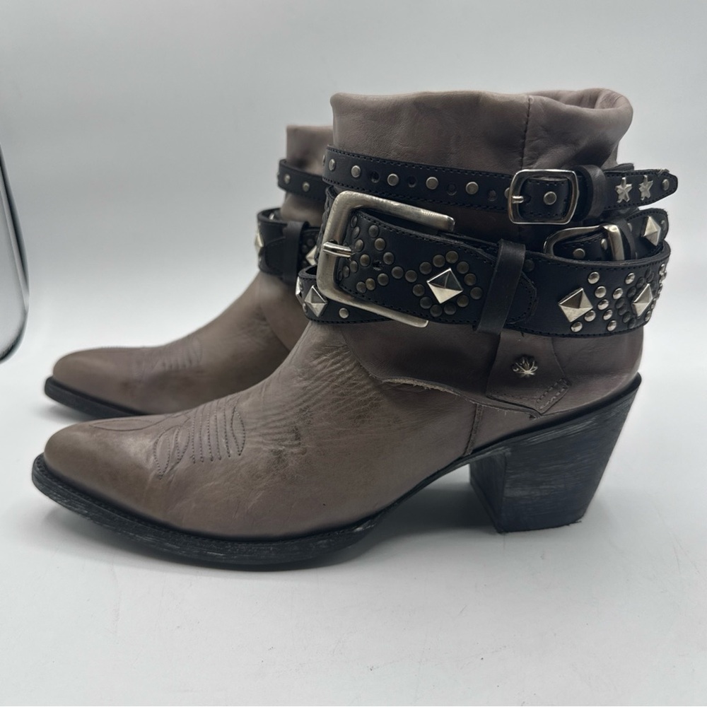 OG By OLD Gringo Womens Gray Torero Buckle Stud Western Boots shoes sz 8
